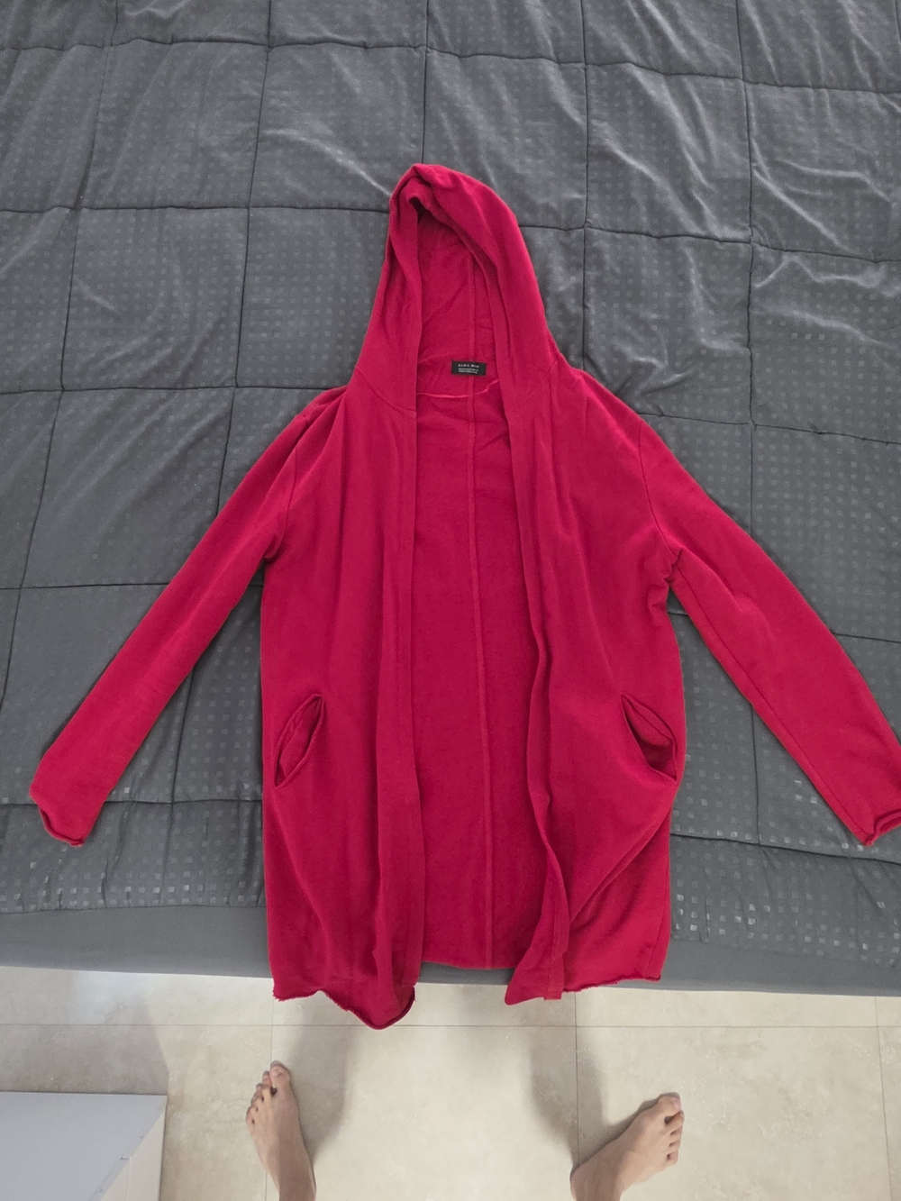 Zara Hooded Open-Front Cardigan - Fuchsia Pink